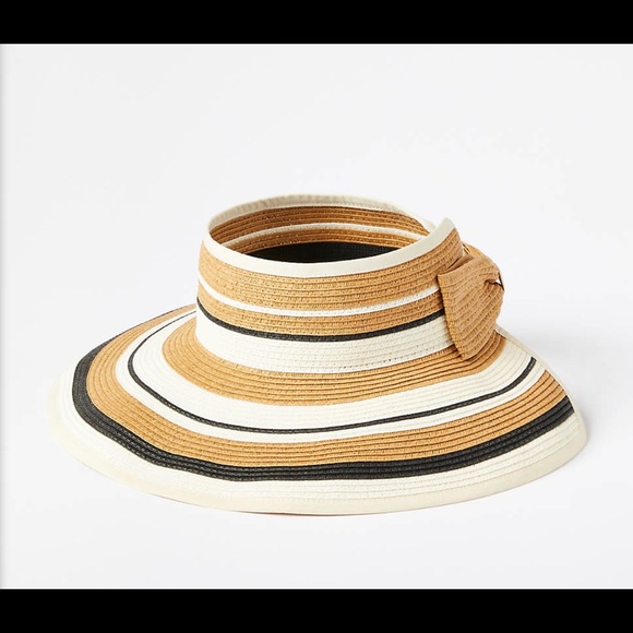 Loft Stripe straw visor NWT